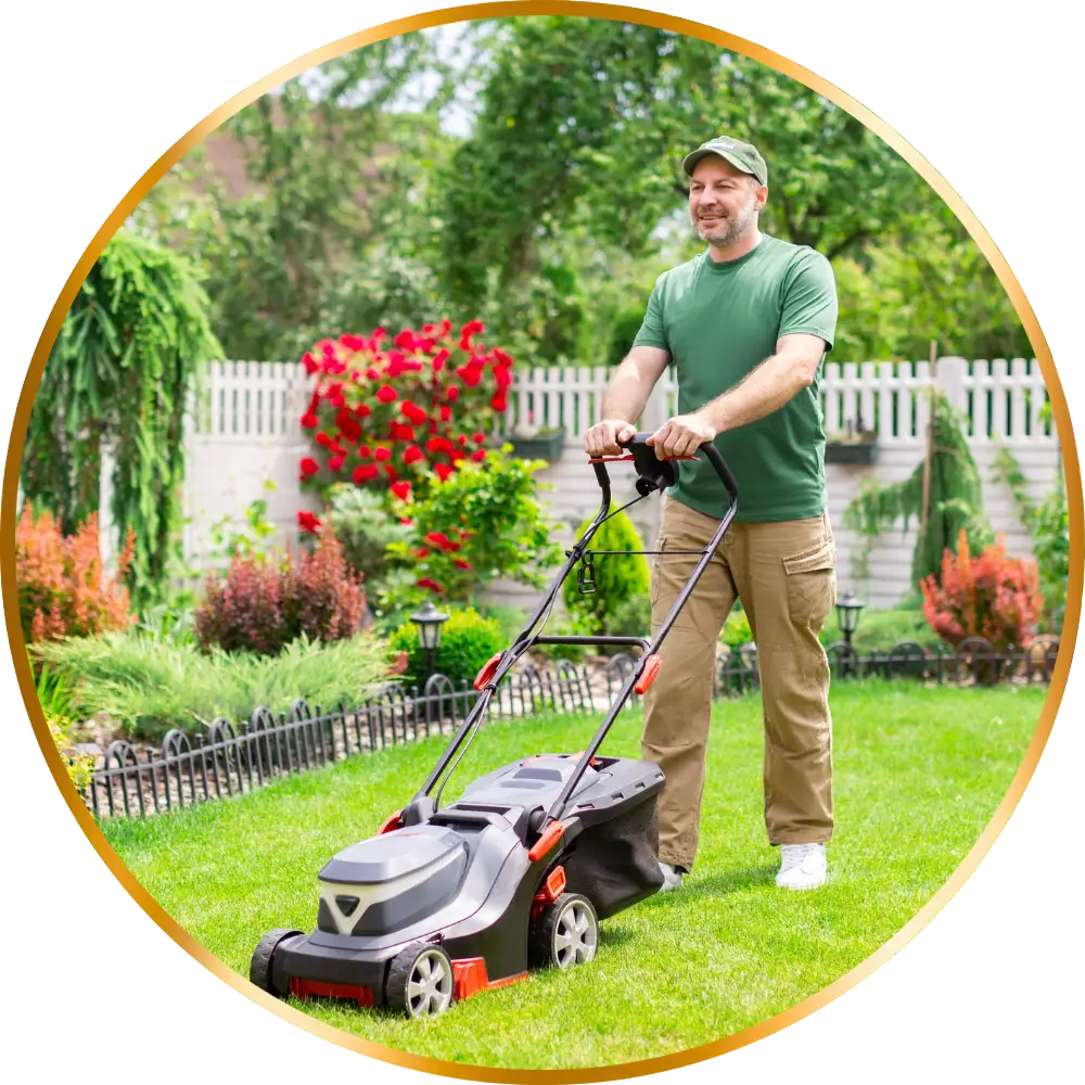 Man mowing lawn